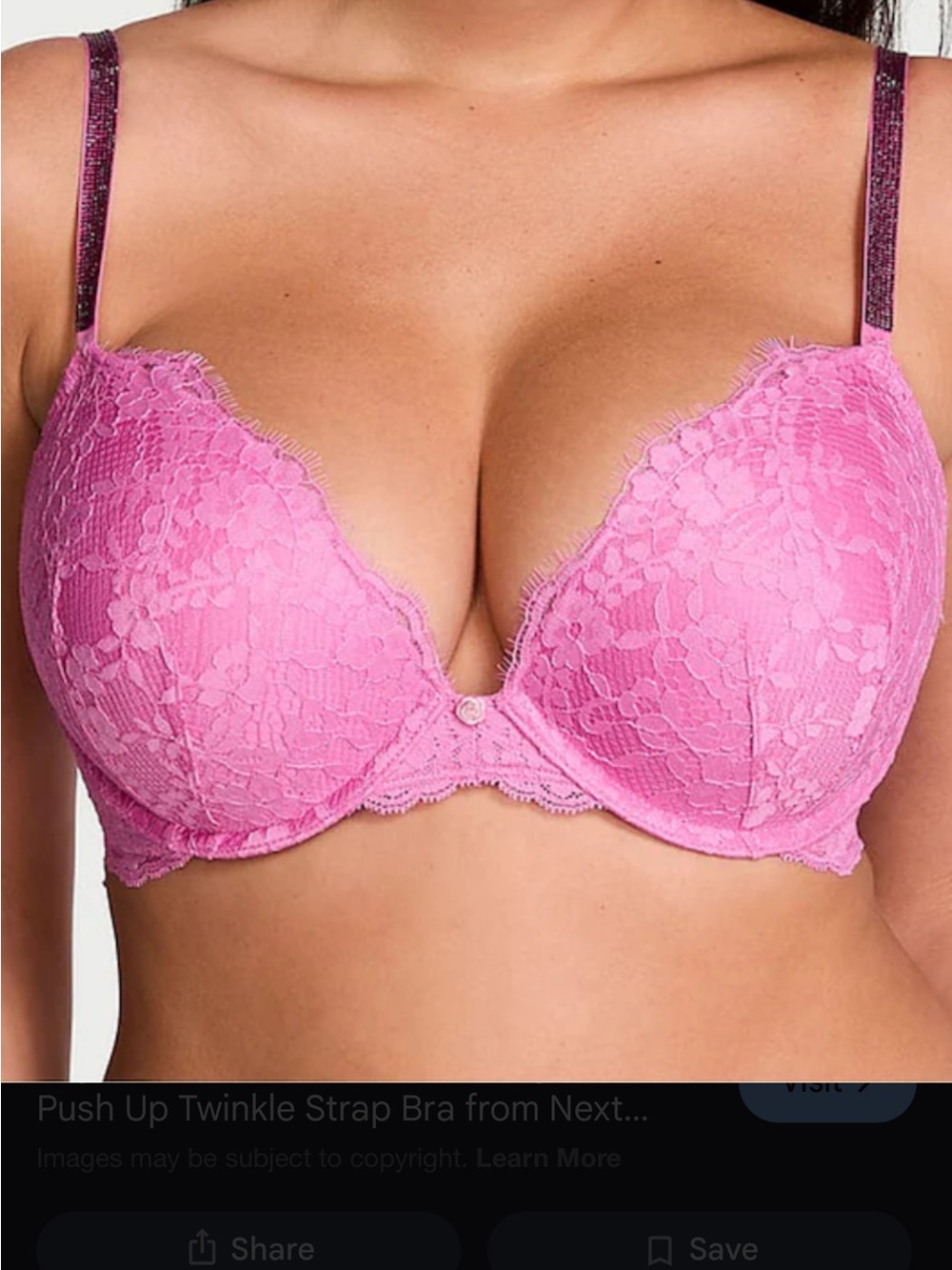 Victoria's Secret Pink Lace Push-Up Bra with Sparkle Straps